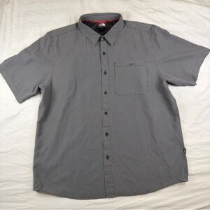 The North Face Mens XL Tall Short Sleeve Button Up Shirt Gray Check
